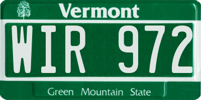 VT license plate WIR972