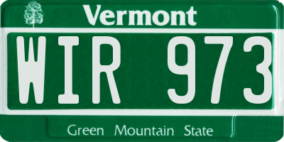 VT license plate WIR973