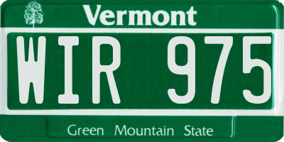 VT license plate WIR975