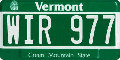 VT license plate WIR977