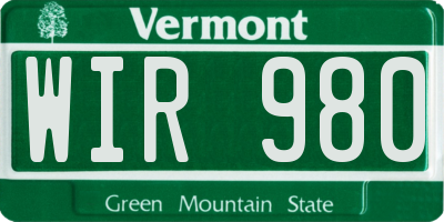 VT license plate WIR980