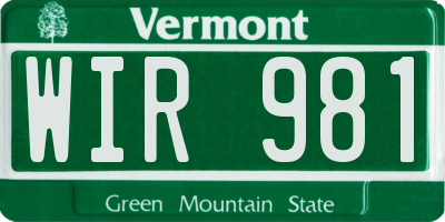 VT license plate WIR981