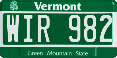 VT license plate WIR982