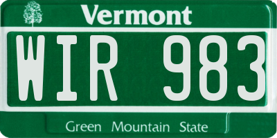 VT license plate WIR983