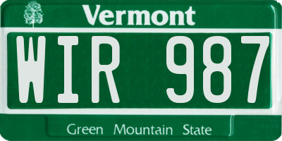 VT license plate WIR987