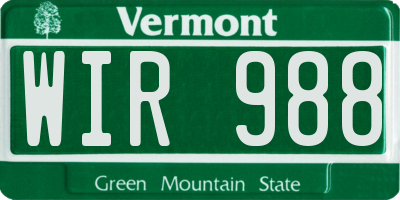 VT license plate WIR988