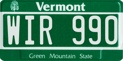 VT license plate WIR990