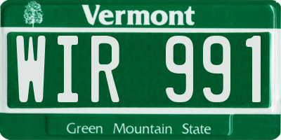 VT license plate WIR991