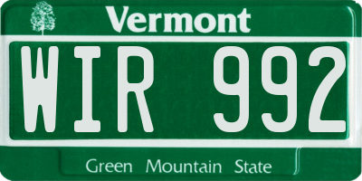 VT license plate WIR992
