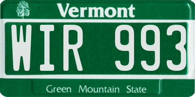 VT license plate WIR993