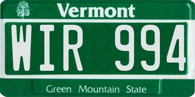 VT license plate WIR994
