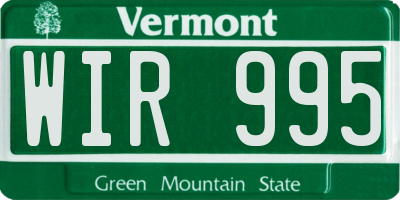 VT license plate WIR995
