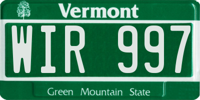 VT license plate WIR997