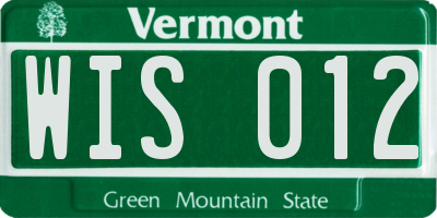 VT license plate WIS012