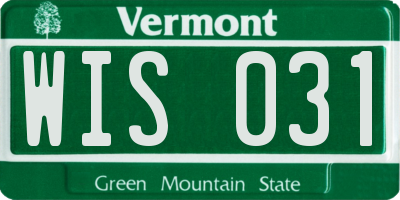 VT license plate WIS031