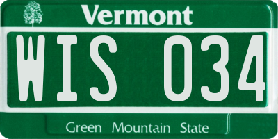 VT license plate WIS034