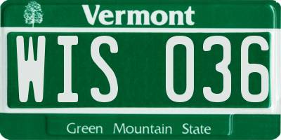VT license plate WIS036