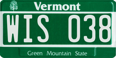 VT license plate WIS038