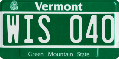 VT license plate WIS040