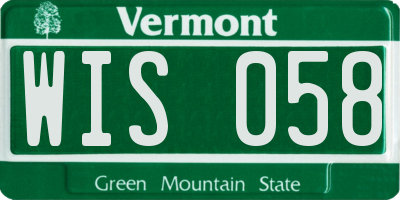VT license plate WIS058