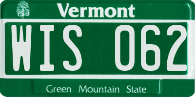 VT license plate WIS062