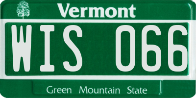 VT license plate WIS066