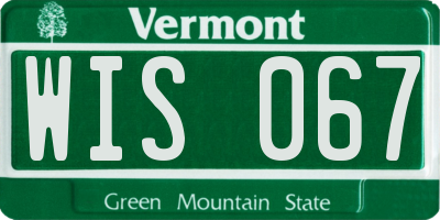 VT license plate WIS067