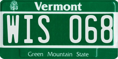 VT license plate WIS068