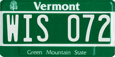 VT license plate WIS072