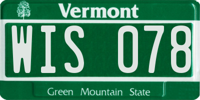 VT license plate WIS078