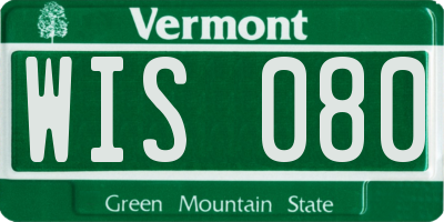 VT license plate WIS080
