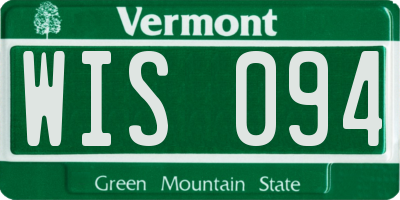 VT license plate WIS094