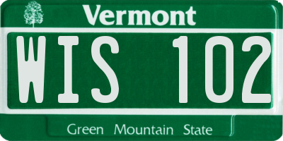 VT license plate WIS102