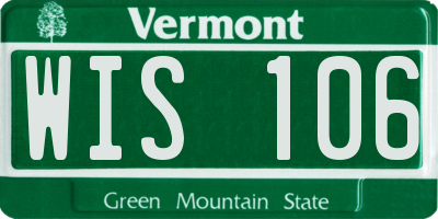 VT license plate WIS106