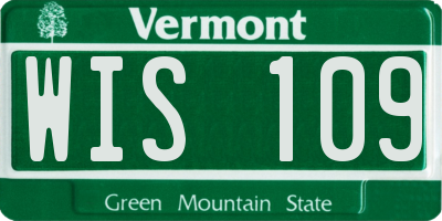 VT license plate WIS109