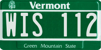 VT license plate WIS112