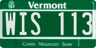 VT license plate WIS113