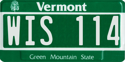 VT license plate WIS114