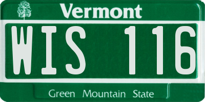 VT license plate WIS116