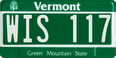VT license plate WIS117
