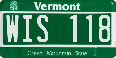 VT license plate WIS118