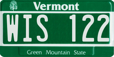VT license plate WIS122