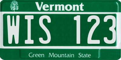 VT license plate WIS123