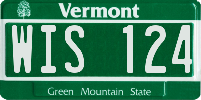 VT license plate WIS124
