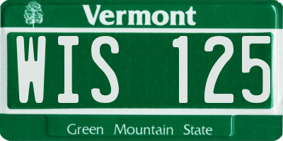 VT license plate WIS125