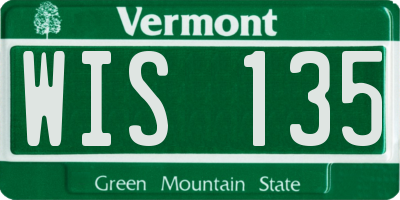 VT license plate WIS135