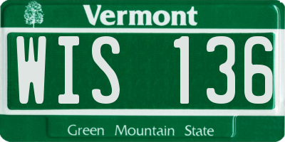 VT license plate WIS136