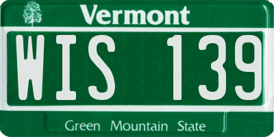 VT license plate WIS139