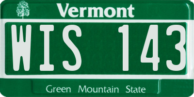 VT license plate WIS143