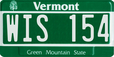VT license plate WIS154